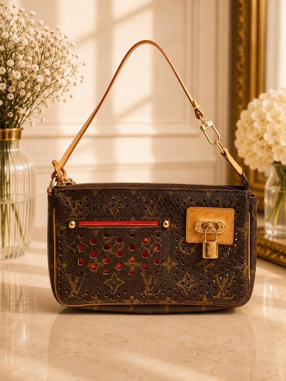 Authentic Louis Vuitton Pochette Accessoires Monogram Perfo Limited Edition Bag